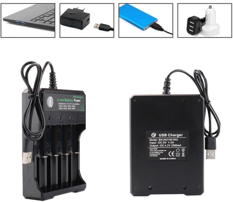 Ładowarka 4 slotowa do akumulatorów Li-ion 16650 14650 18350 18500 18650