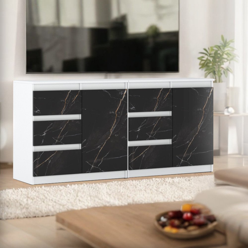 Komoda Nowoczesna 160cm Szafka 6 Szuflad Duża Do Salonu Biała San Sebastian