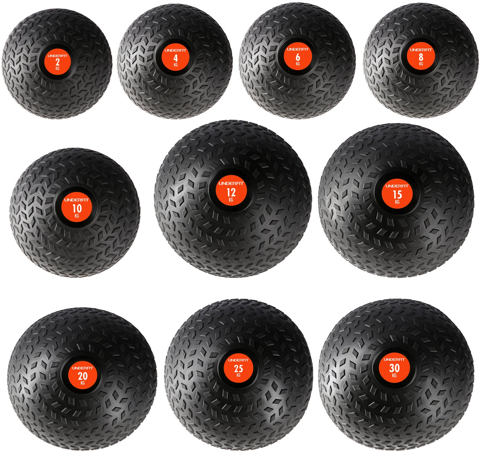 Zestaw piłek lekarskich Slam Ball UNDERFIT 2-30 kg (132 kg) do rzucania fitness