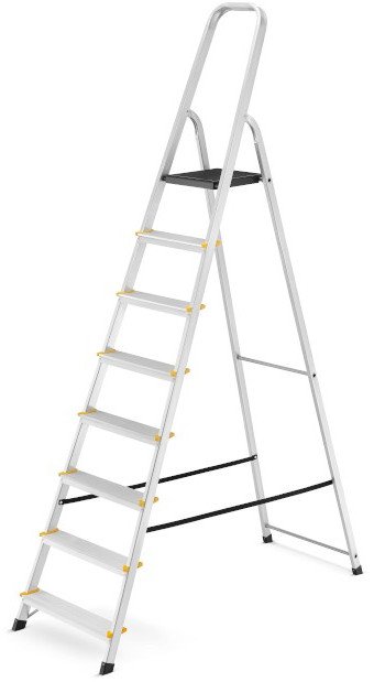 Drabina aluminiowa, 8 stopni, wytrzymałość 150 kg I-1918