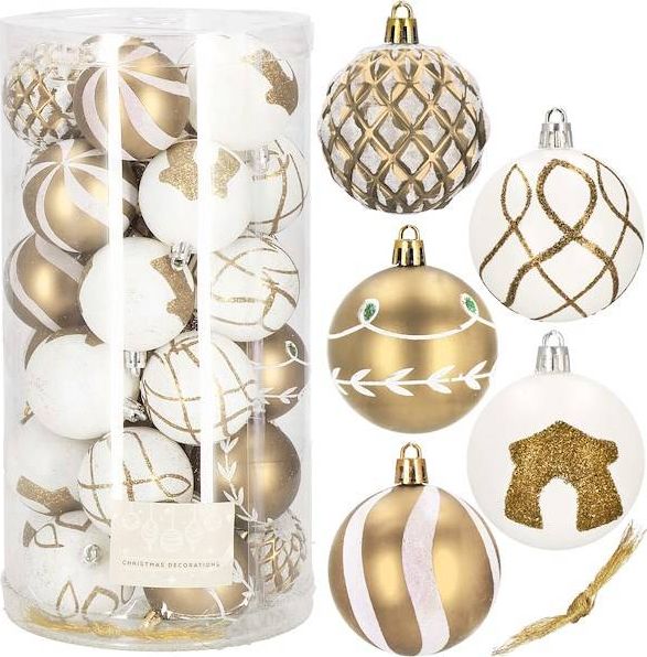 Springos Bombki choinkowe 30 szt. złoty 6 cm zestaw choinkowy UNIWERSALNY