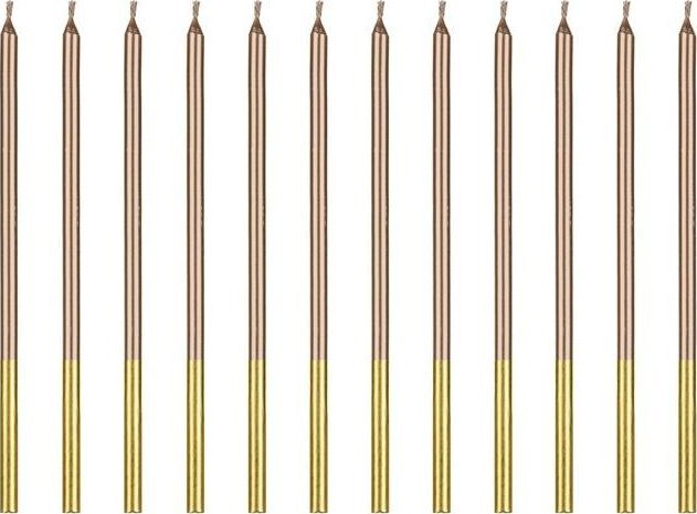Świeczki urodzinowe różowe złoto 14 cm 12szt