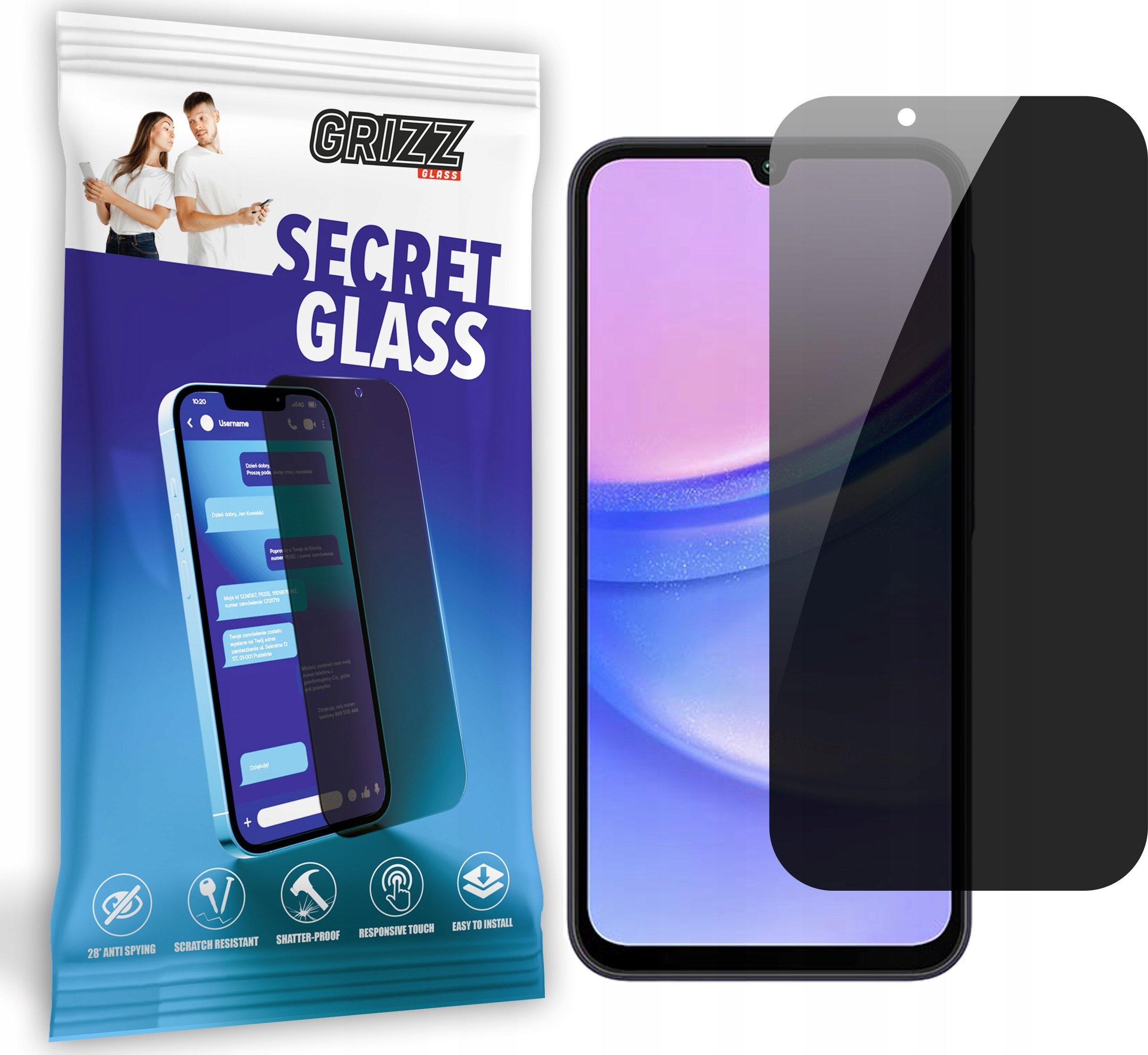 GrizzGlass Szkło prywatyzujące GrizzGlass SecretGlass do Samsung Galaxy A15 4G / 5G