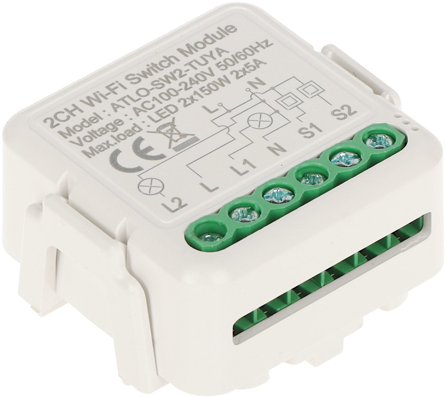 PODWÓJNY INTELIGENTNY STEROWNIK OŚWIETLENIA LED ATLO-SW2-TUYA Wi-Fi, Tuya Smart