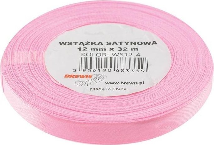 Wstążka satynowa jasna różowa 12mmx32m
