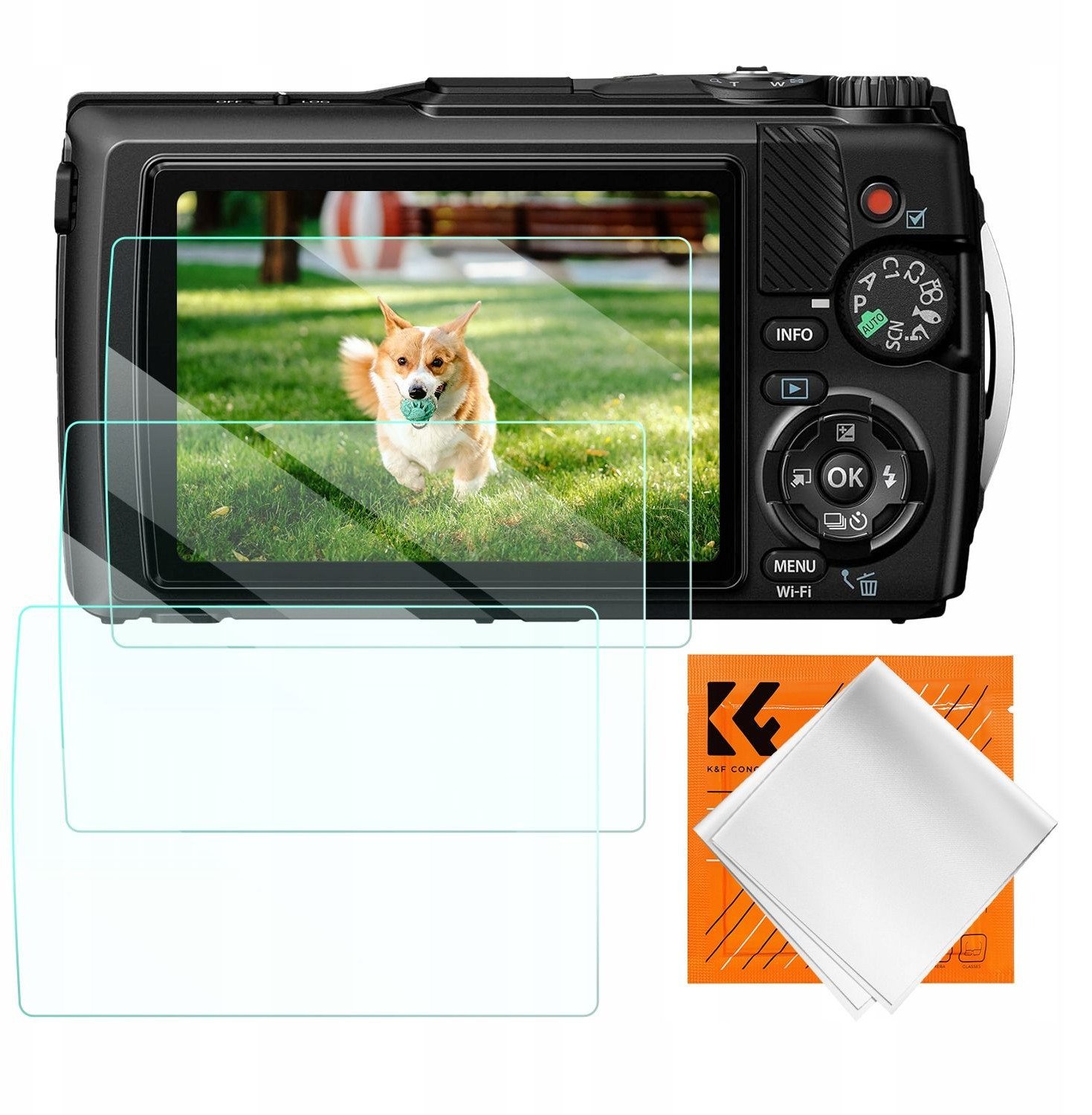 3x Zestaw Osłona Szkło 9h Na Ekran Olympus Tg-7, Tg-6, Tg-5, Tg-4 / K&f Concept / Sku.2200