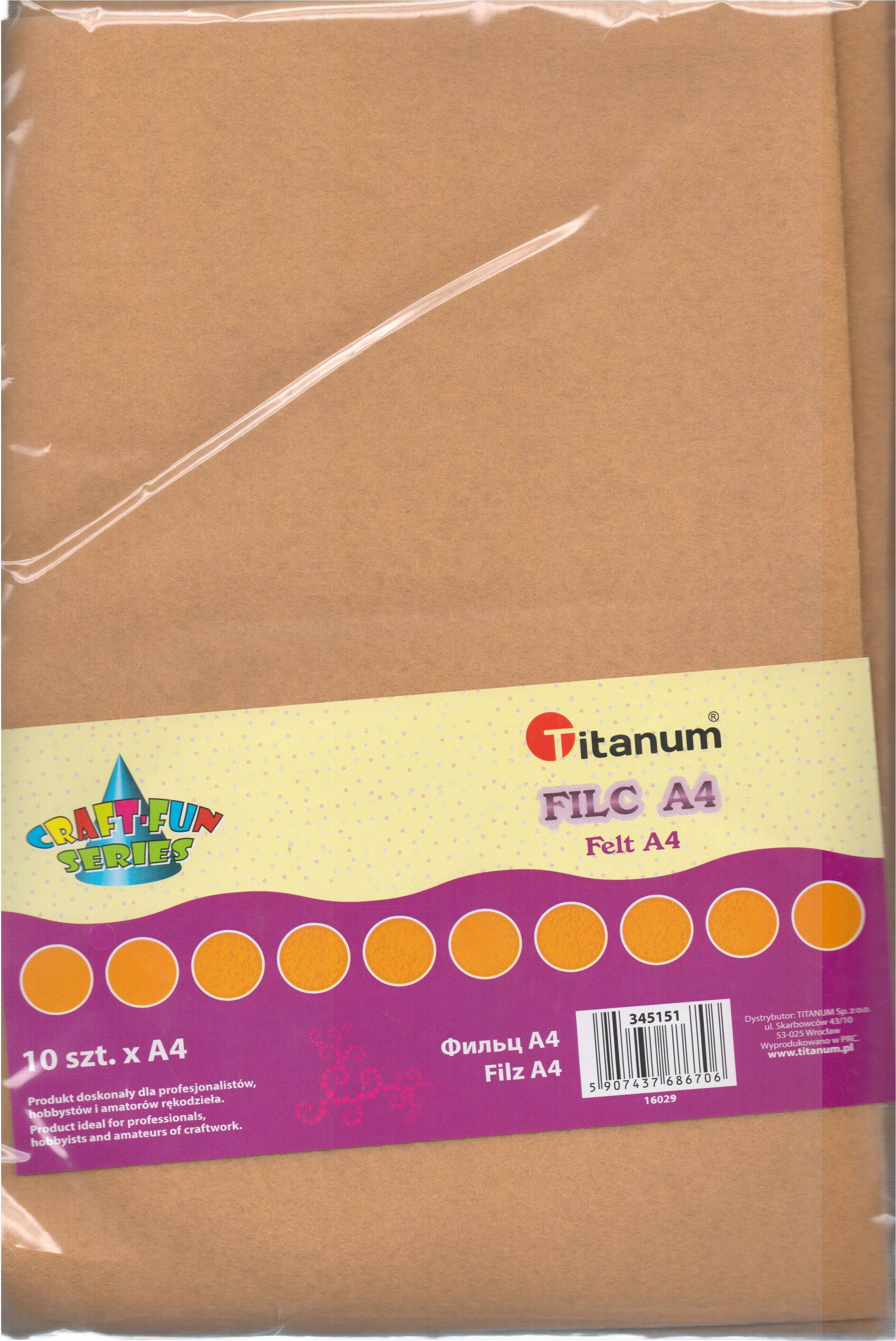 Titanum Filc A4 PomaraĹ„czowy. 10 sztuk. 345151