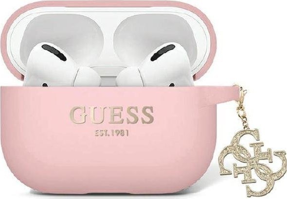 Guess Guess GUAP2LECG4P AirPods Pro 2 (2022/2023) cover różowy/pink Liquid Silicone Glitter Triangle Charm