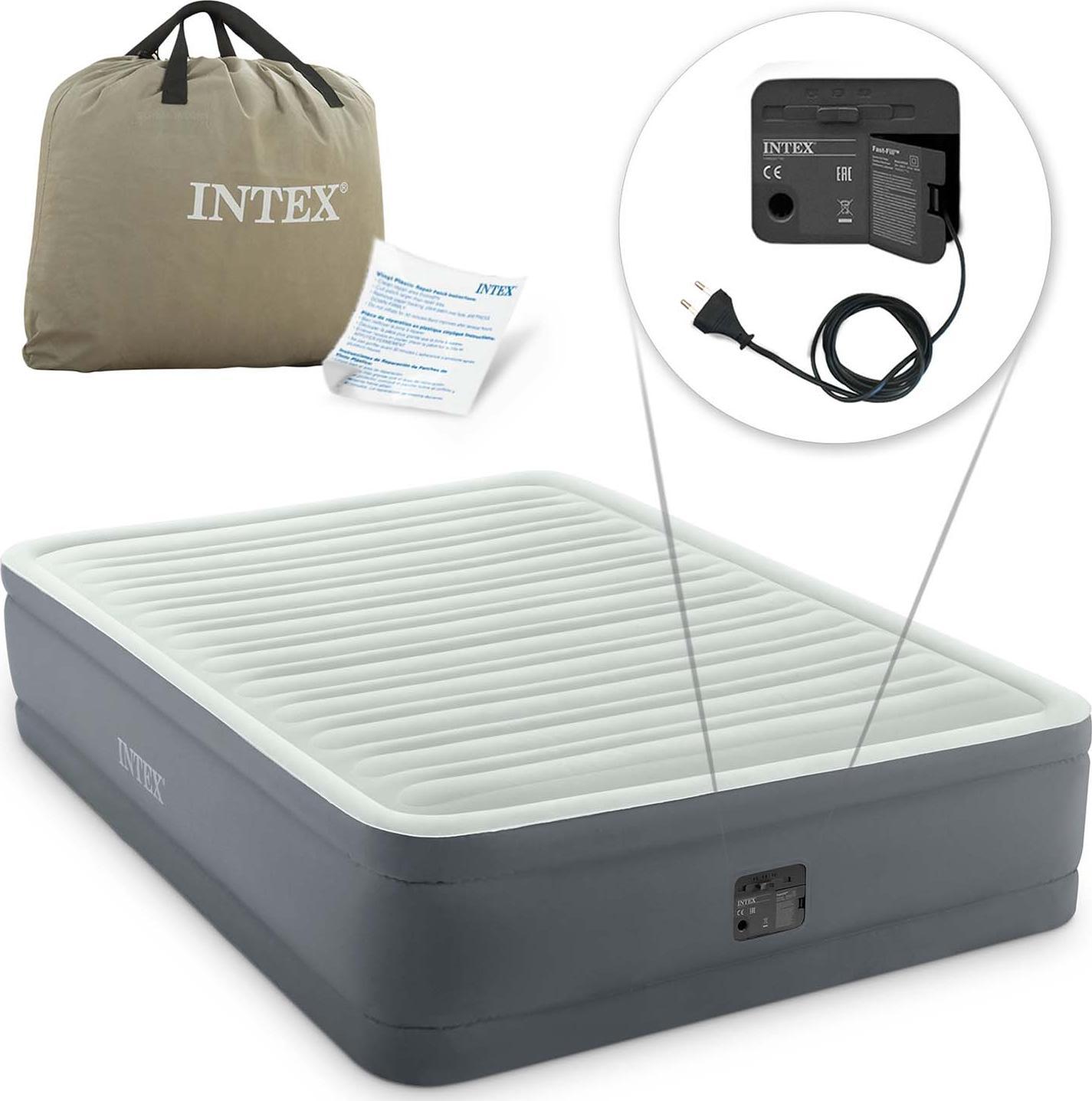 Intex Materac dmuchany z wbudowaną pompką jednoosobowy INTEX 64906