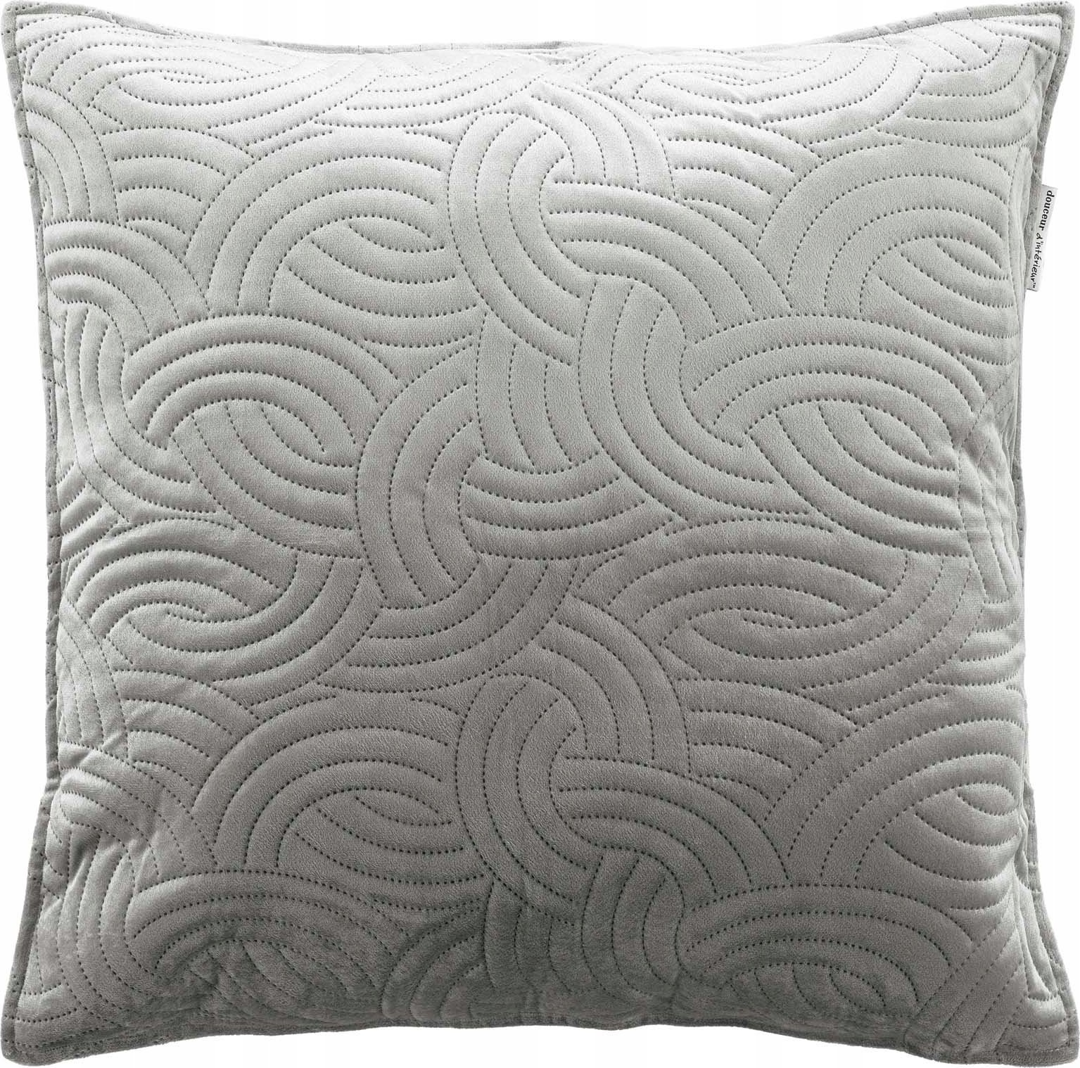 Douceur d`Interieur Poszewka dekoracyjna do salonu SOLANGE, tłoczony wzór, srebrna