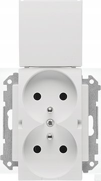 Kontakt-Simon Gniazdo wtyczkowe Kontakt-Simon 55 TGZ2BMCZ.01/111 podwójne do wersji IP44 z uszczelką moduł 16 A, 250V~, szybkozłącza biały mat