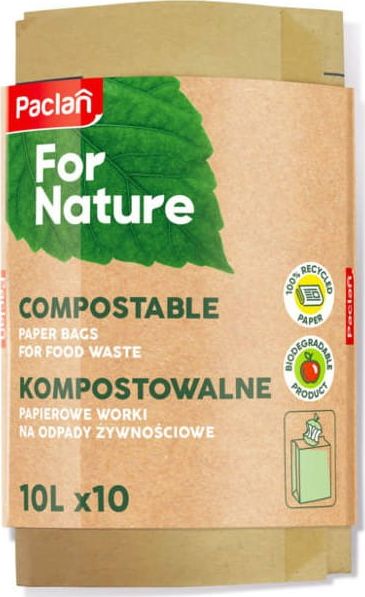 Paclan Paclan BIO FOR NATURE 10L 10 sztuk - kompostowalne papierowe worki na odpady