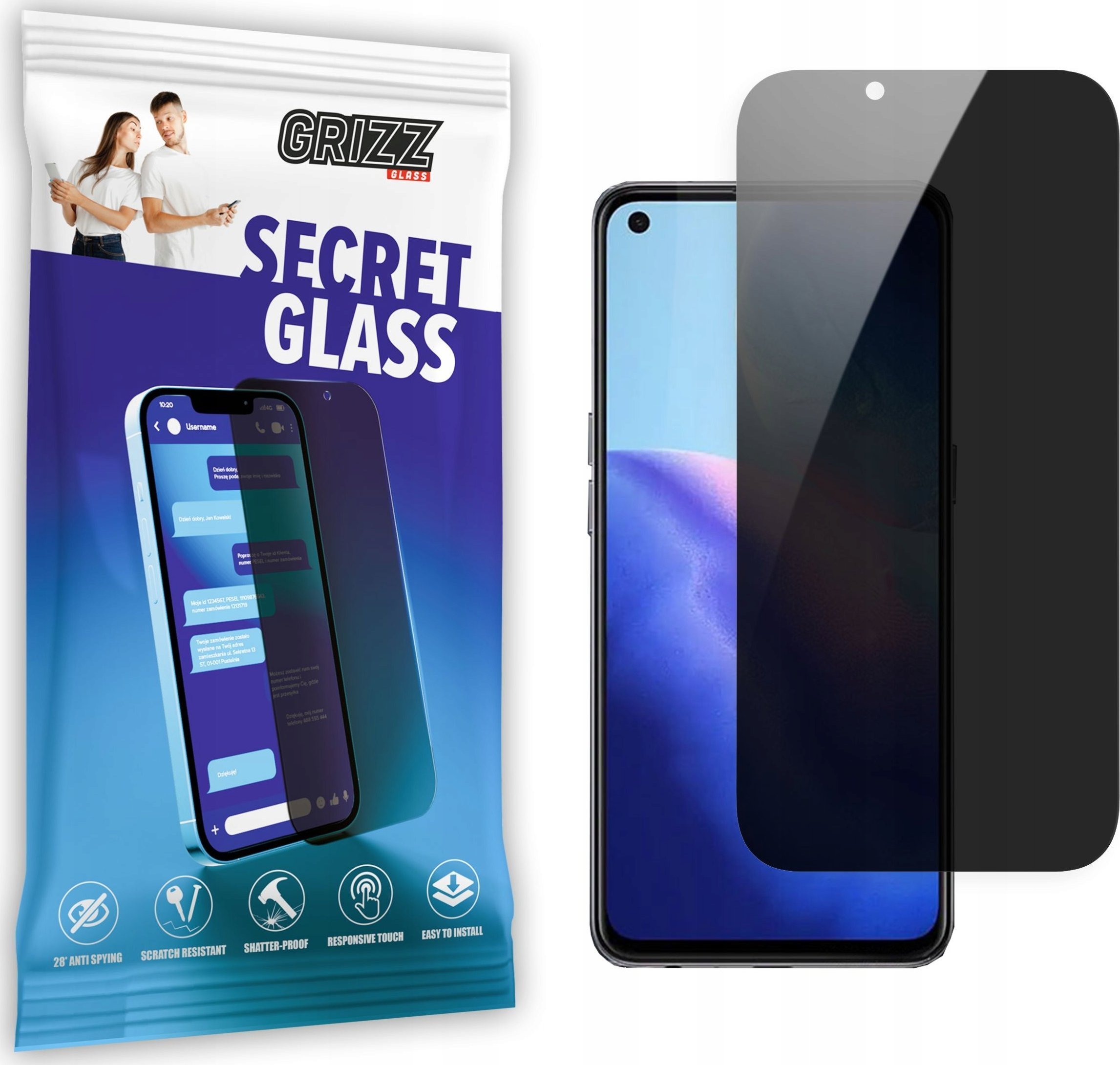 GrizzGlass Szkło prywatyzujące GrizzGlass SecretGlass Oppo Reno 5 5G