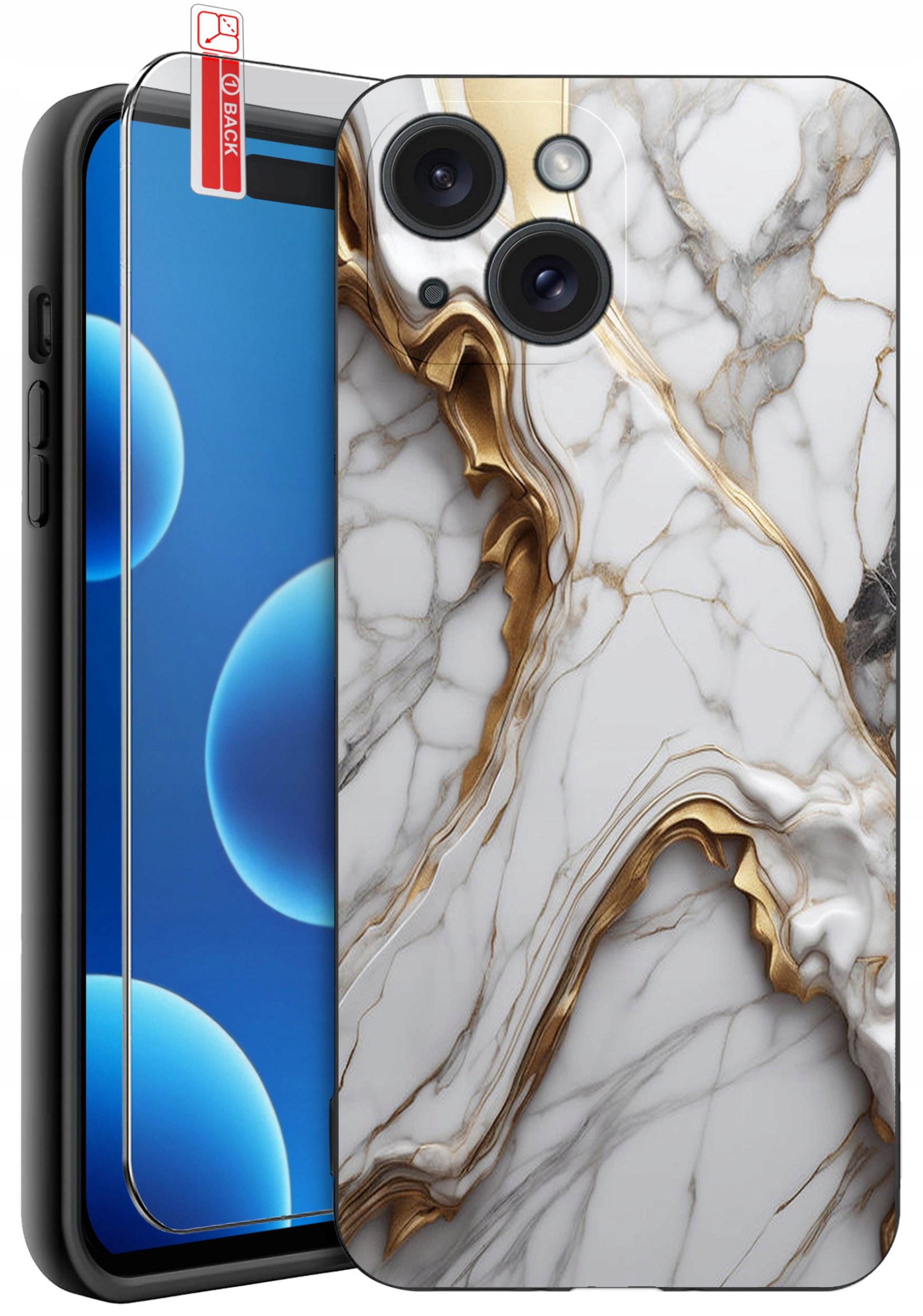 ETUI do iPhone 15 | WZORY | SILIKONOWE MATT CASE + SZKŁO 9H