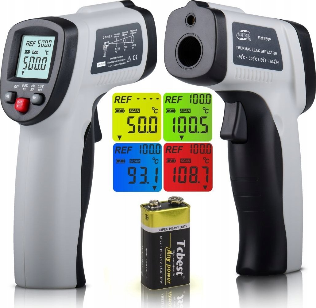 PIROMETR TERMOMETR LASEROWY BEZDOTYKOWY -50 +500C