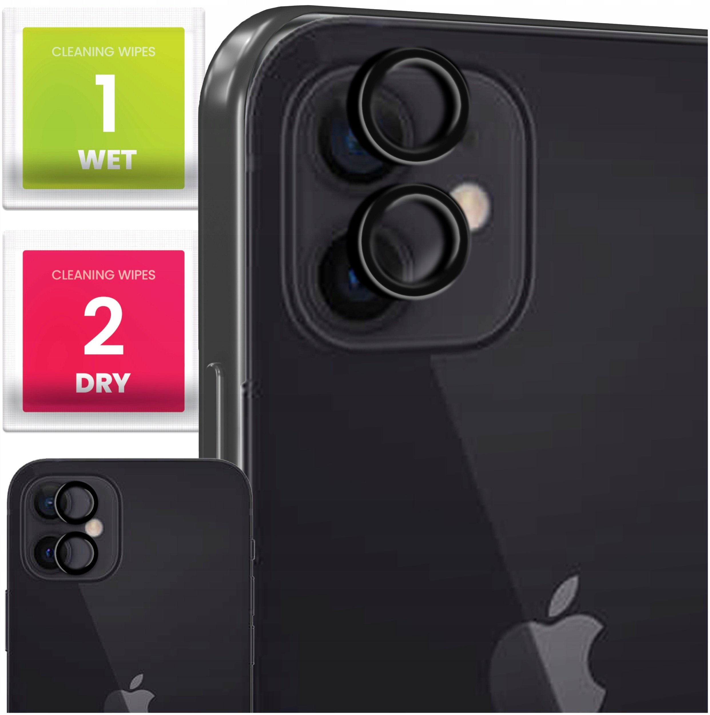 2x Szkło Na Aparat Do Apple iPhone 12 Mini / 12 / 11 (Na Obiektywy, Czarne)