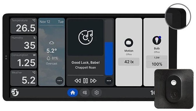 Shelly Podwójny panel sterowania Wall Display X2 WiFi/BLU (czarny) + BLU H&T