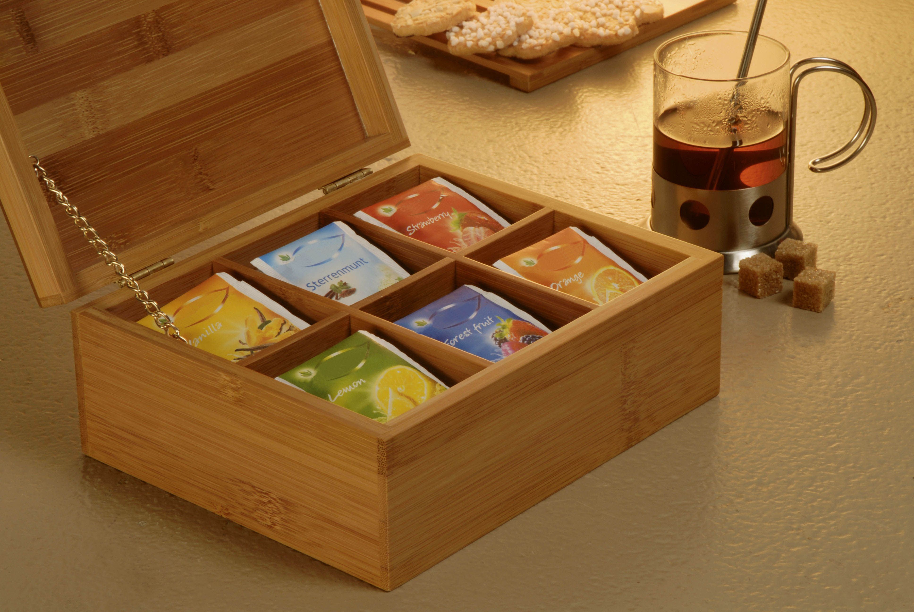 Bambusowe pudełko na torebki z herbatą