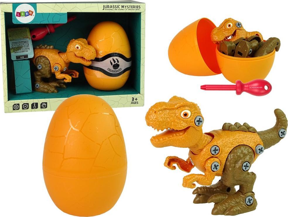 LeanToys Zestaw Dinozaur Tyranozaur Rex z Jajkiem DIY Śrubokręt Pomarańczowy