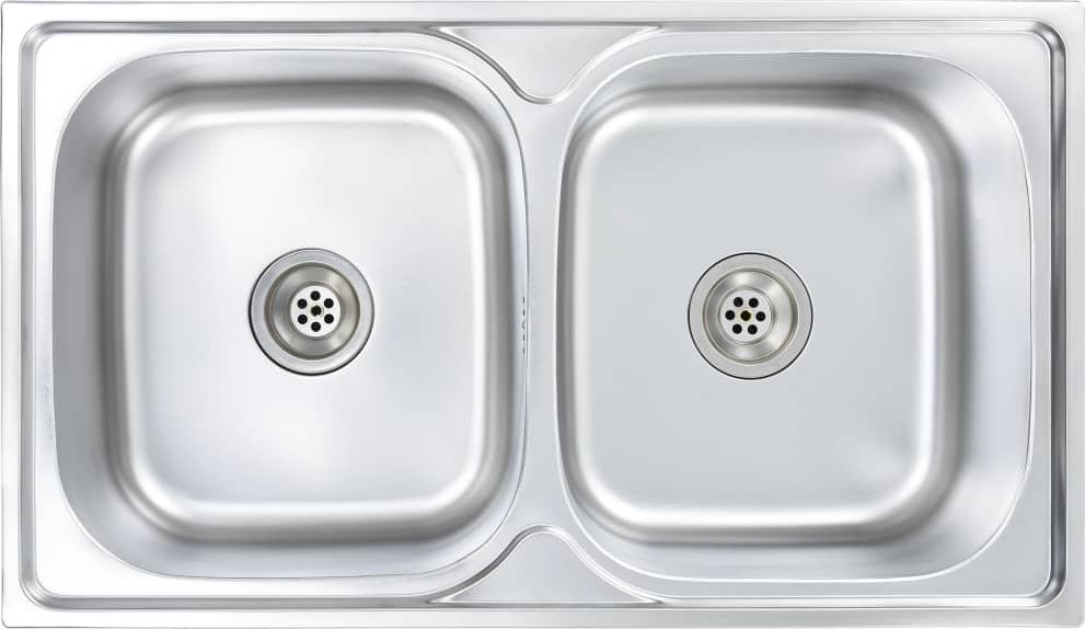 Zlewozmywak vidaXL kuchenny z sitkiem i syfonem, podwójny, stal nierdzewna