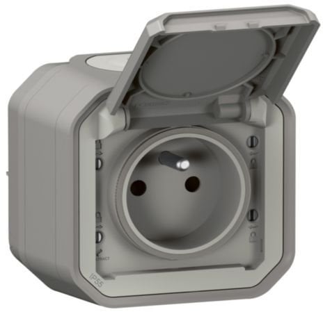 Legrand NOWE PLEXO Gniazdo 2P+Z zaciski auto komplet natynkowy 16A - 250V AC szare 069731L