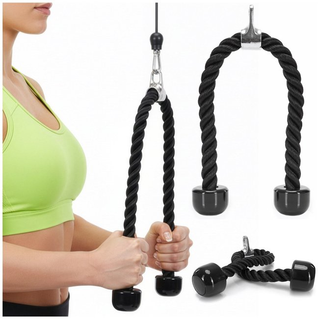 Uchwyt do ćwiczeń siłowych, linowy triceps do wyciągu górnego i dolnego UNIWERSALNY