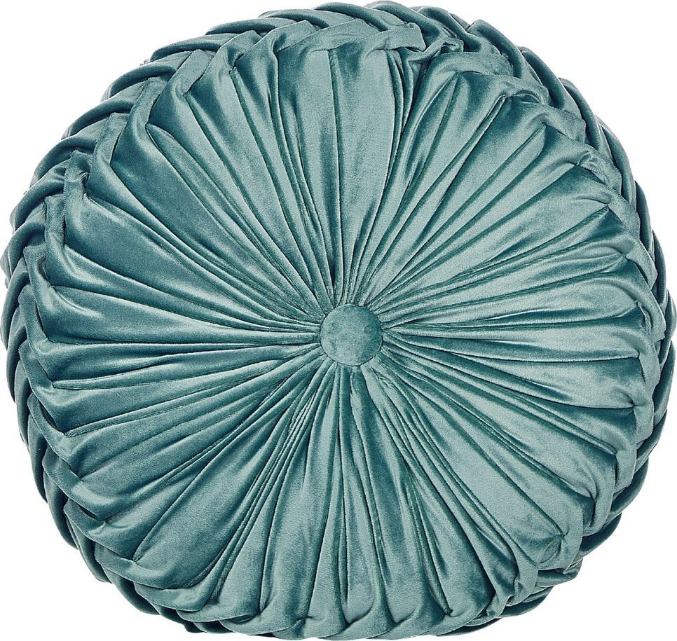 Beliani Welurowa poduszka dekoracyjna z plisami ⌀ 40 cm lazurowa UDALA