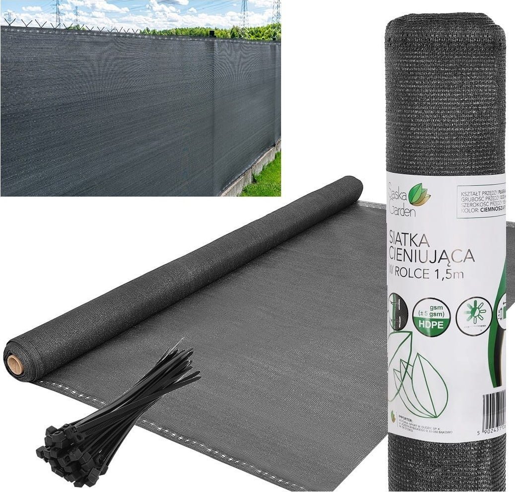 Siatka cieniująca 110g/m2 1.5x50m ciemno szara