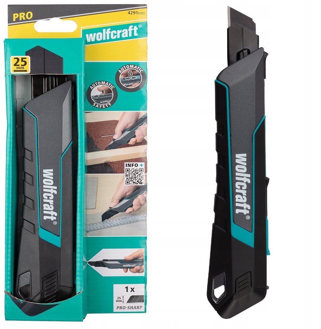 Nóż z odłamywanym ostrzem 25 mm PRO SAFETY, wolfcraft