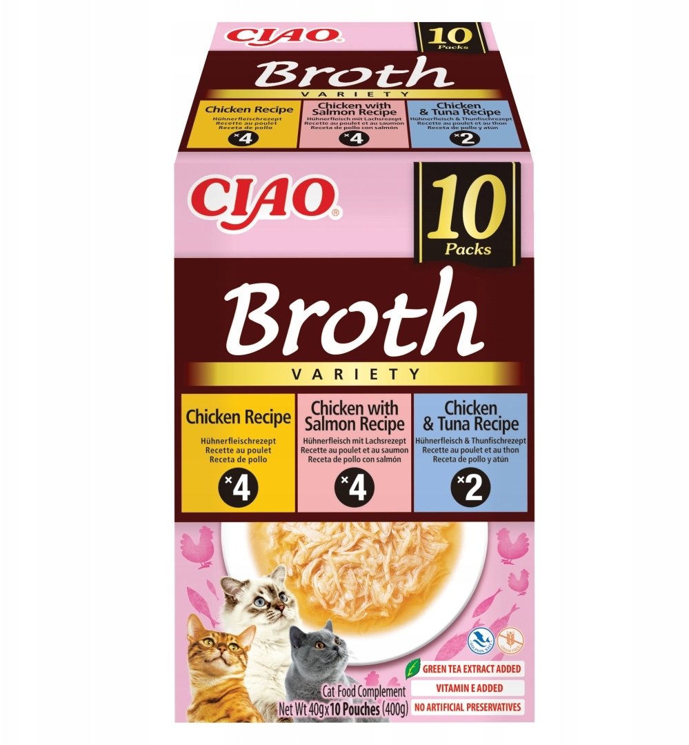 INABA CAT CIAO BROTH CHICKEN,SALMON,TUNA 10x40g