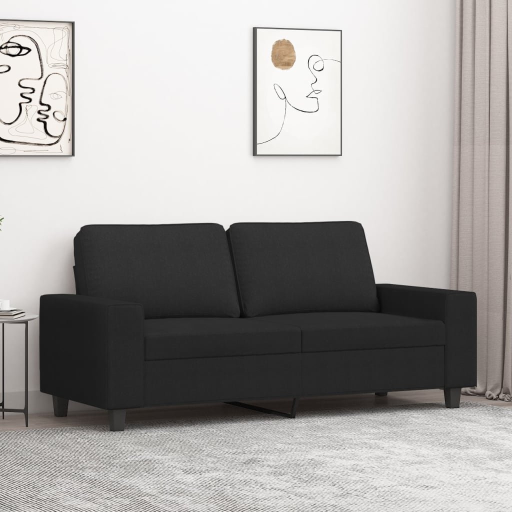 vidaXL Sofa 2-osobowa, czarna, 140 cm, tapicerowana tkaniną