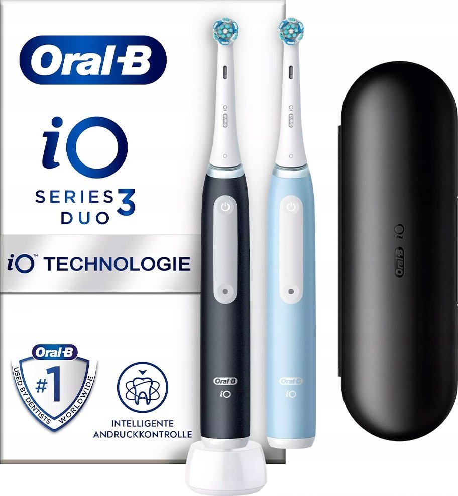 Braun Braun Oral-B iO Series 3N Duo, electric toothbrush (black/blue, matt black/ice blue incl. 2nd handpiece)