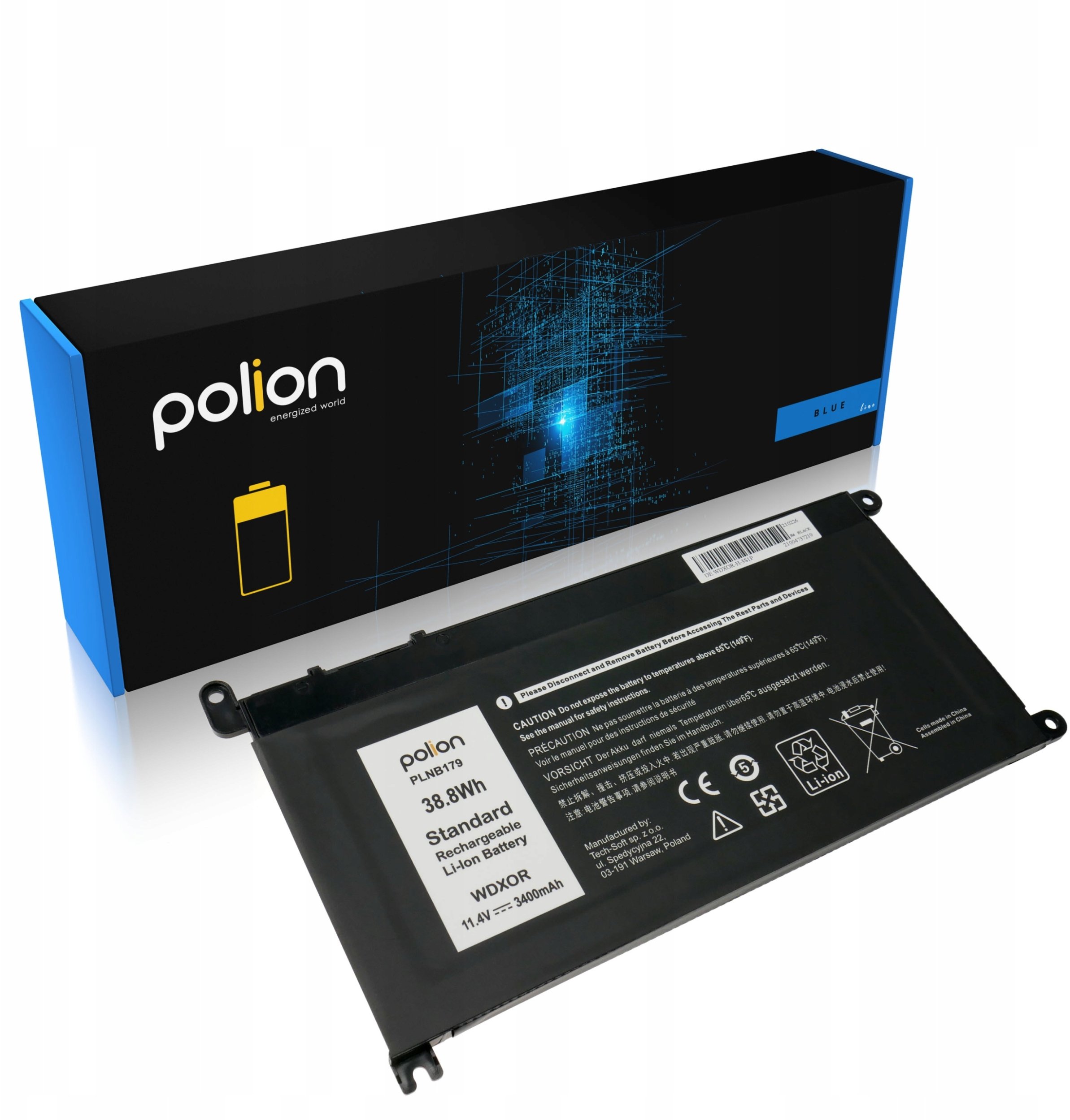 Bateria do laptopa DELL WDX0R Latitude Inspiron 11 13 14 Vostro 14 3400mAh