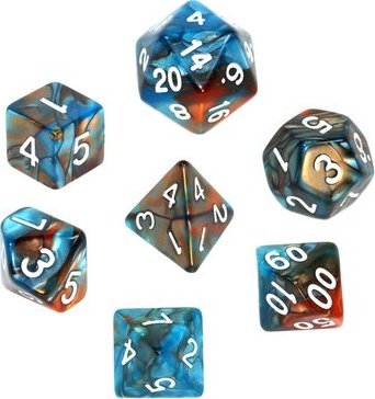 Rebel Komplet kości REBEL RPG - Dwukolorowe - Pomarańczowo-niebieskie