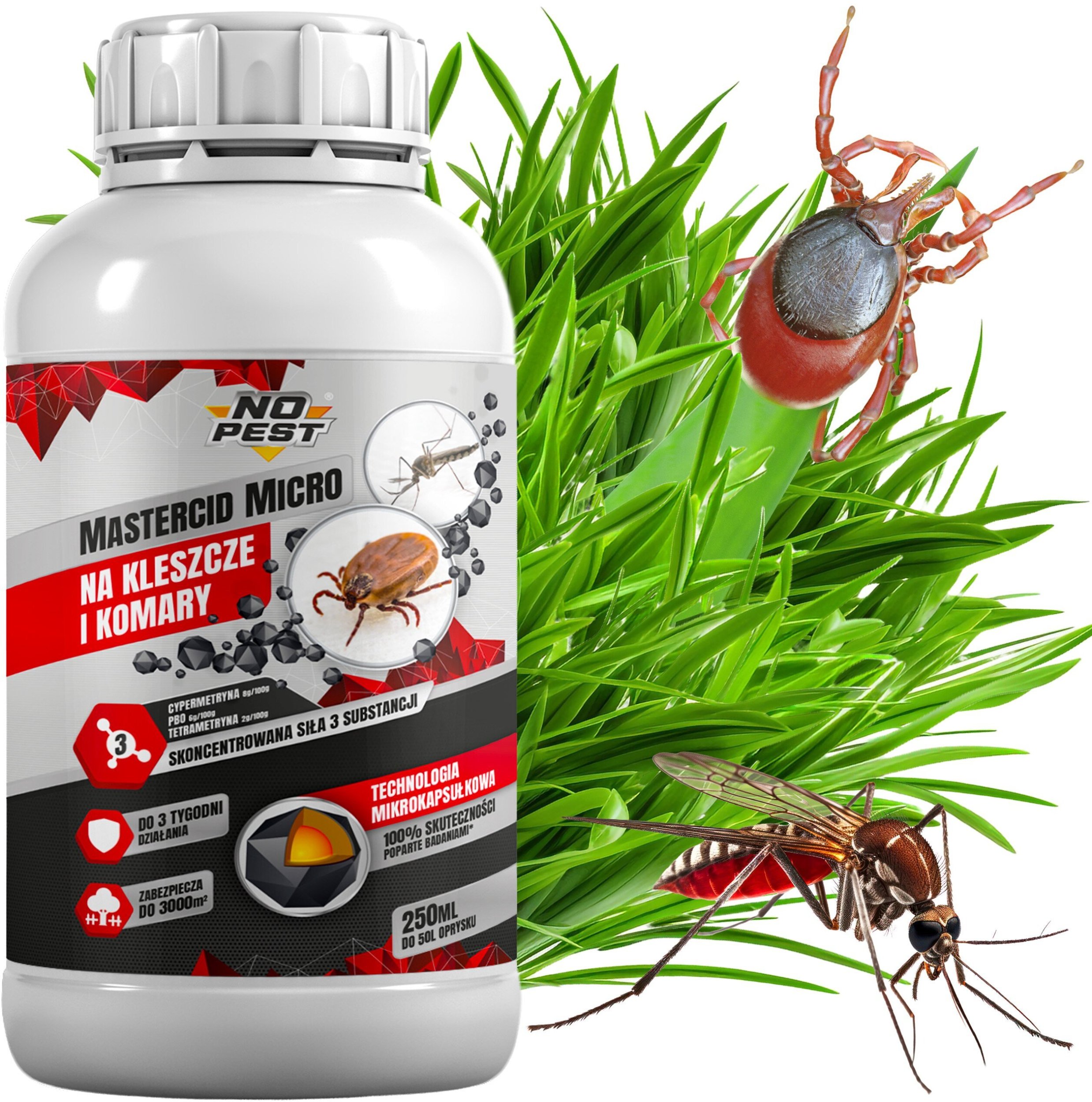 Oprysk Płyn Środek Preparat na Kleszcze Komary Owady Mikrokapsułkowy "Mastercid Micro" z Cypermetryną 250ml