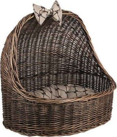 WickerPL ELSA WIKLINOWE OWALNE LEGOWISKO DLA ZWIERZĄT Z DACHEM BUDA DLA KOTA LEGOWISKO DLA PSA Z PODUSZKĄ 60X46 H16/48 CM