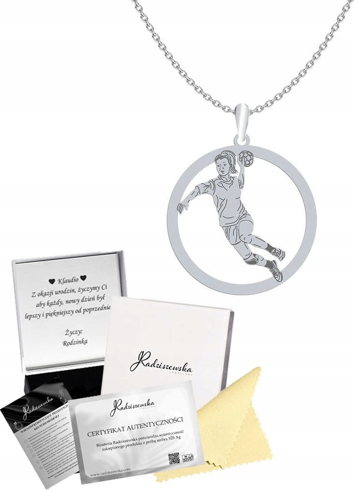 Radziszewska Jewellery Piłka ręczna Naszyjnik srebro GRAWER GRATIS