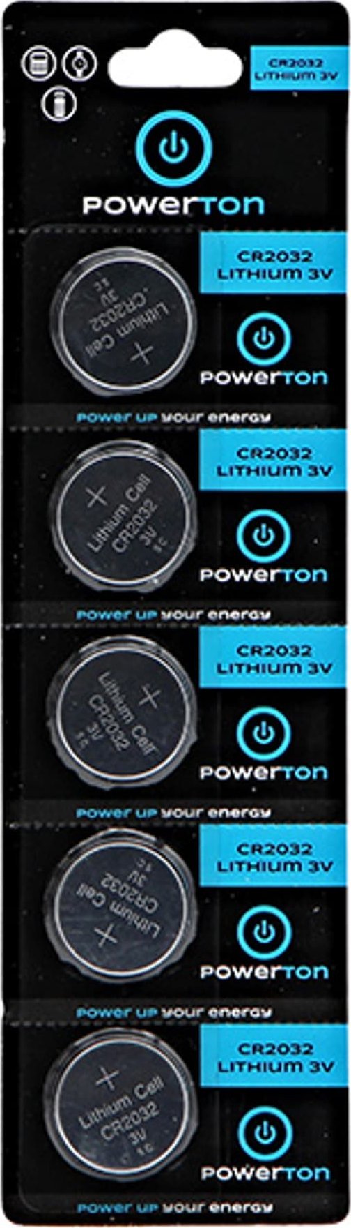 Powerton Bateria litowa, CR2032, 3V, Powerton, blistr, 5-pack, cena za 1 baterie