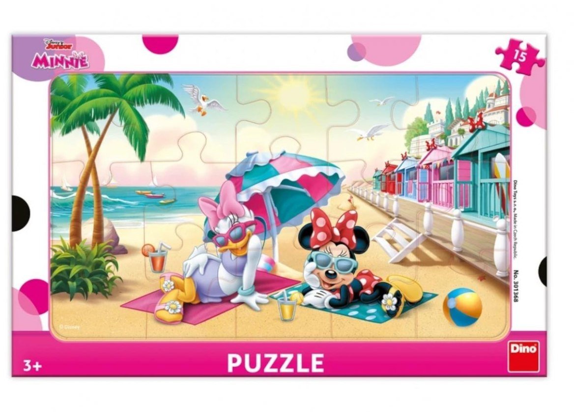 Puzzle 15 ramkowe Myszka Minnie Na plaży