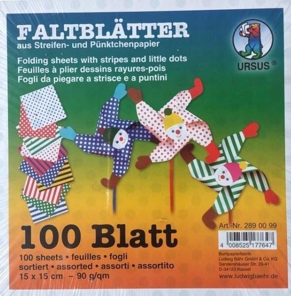 Origami 15x15cm kropki/paski 100 arkuszy