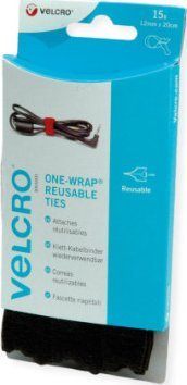 Velcro VELCRO ONE-WRAP rzepy wielokrotnego użytku ONE-WRAP 12mm x 20cm x 15 Czarny