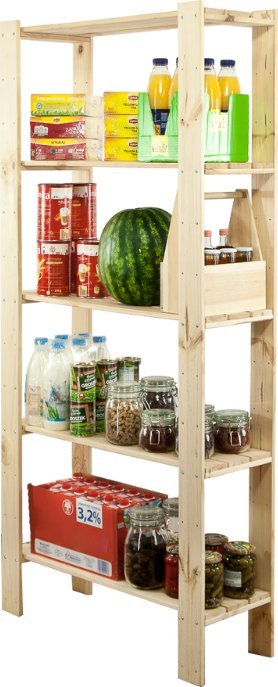 Wamar-Sosenka MAXI Regał Drewniany 166,4x80x30 cm 5 Półek ażurowych Surowy Drewno sosnowe Naturalny MAXI-4LA+ / Wamar-Sosenka