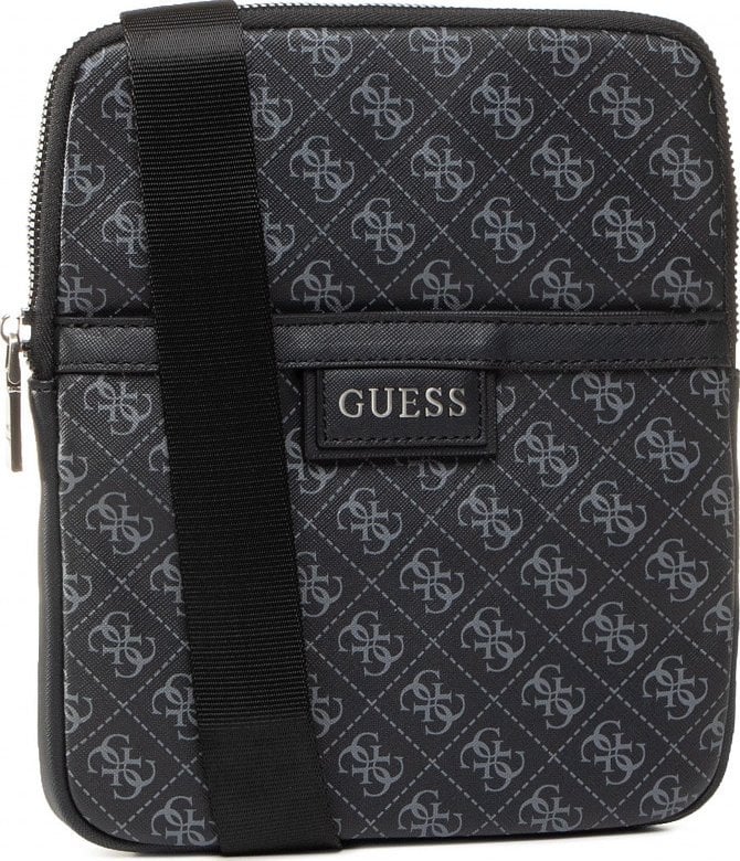 Guess, Dan, Flat Top Zip, Textile Crossbody Bag, Black, For Men For Men