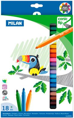Milan Flamastry stożkowa końcówka 18 kolorów