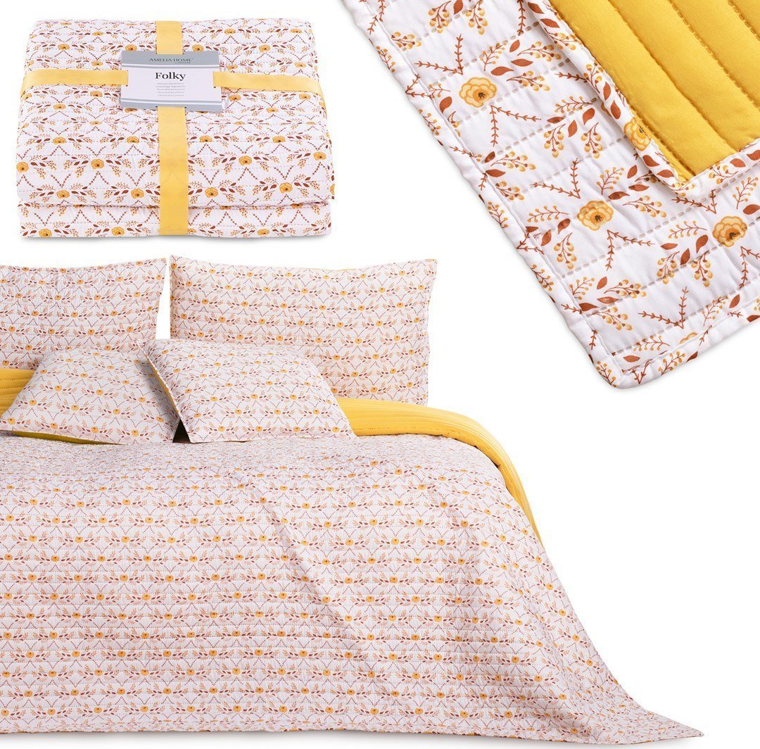 AmeliaHome AmeliaHome Narzuta na łóżko pikowana dwustronna FOLKY 170X210