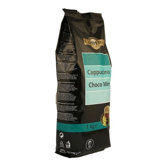 Mint-flavoured instant cocoa-based cappuccino