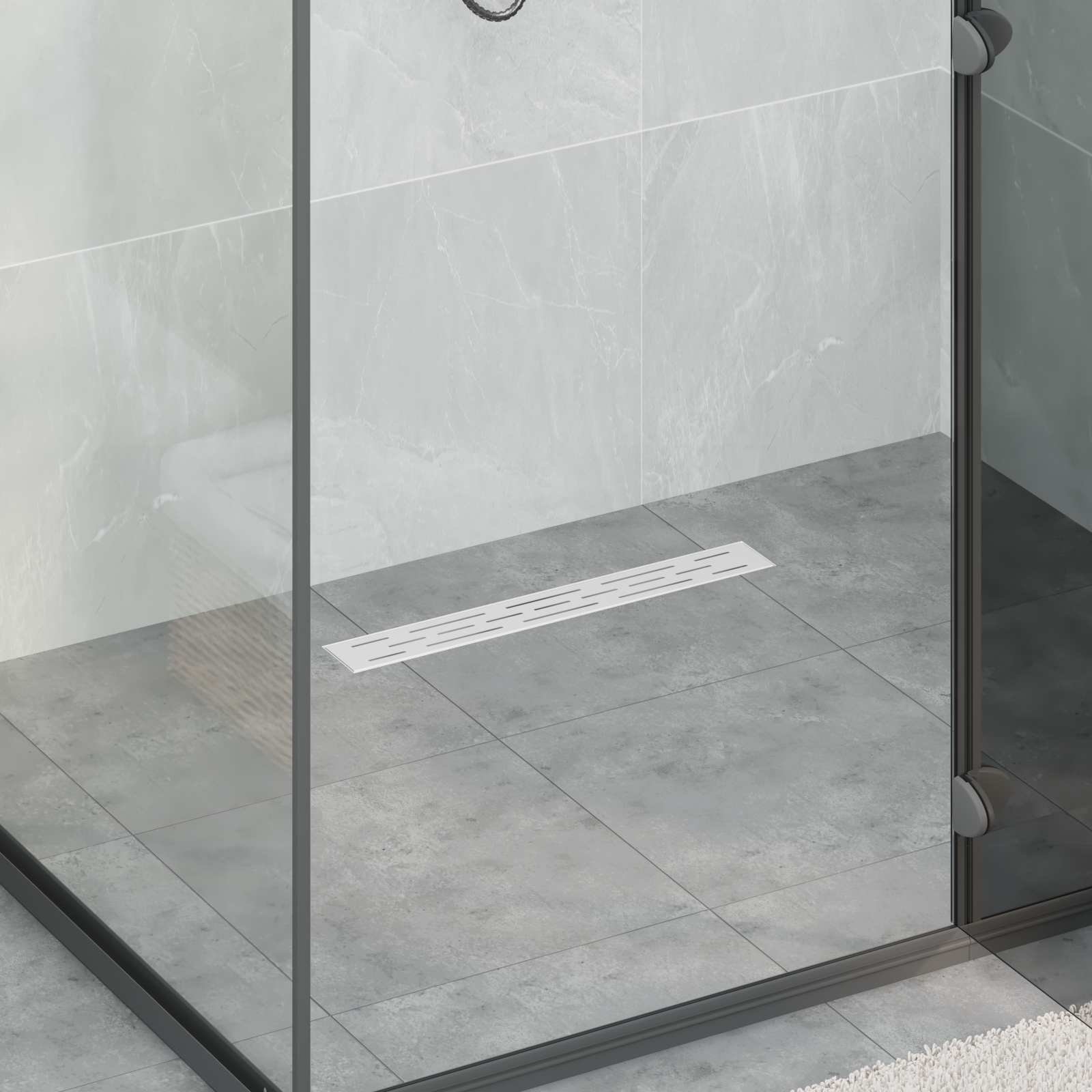 vidaXL Odpływ prysznicowy 362 stopni z designem linii srebrnej 50 cm