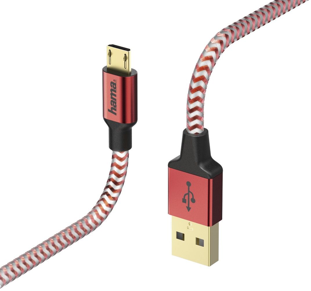 Kabel USB Hama USB-A - microUSB 1.5 m Czerwony (001782880000)