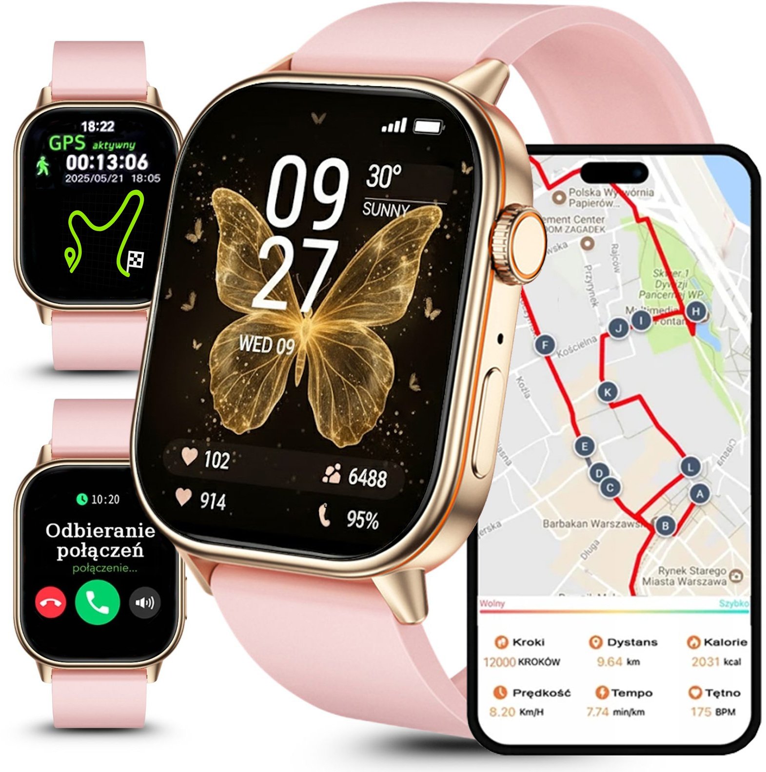 Zegarek damski SMARTWATCH F42 -GPS- różowy PROF