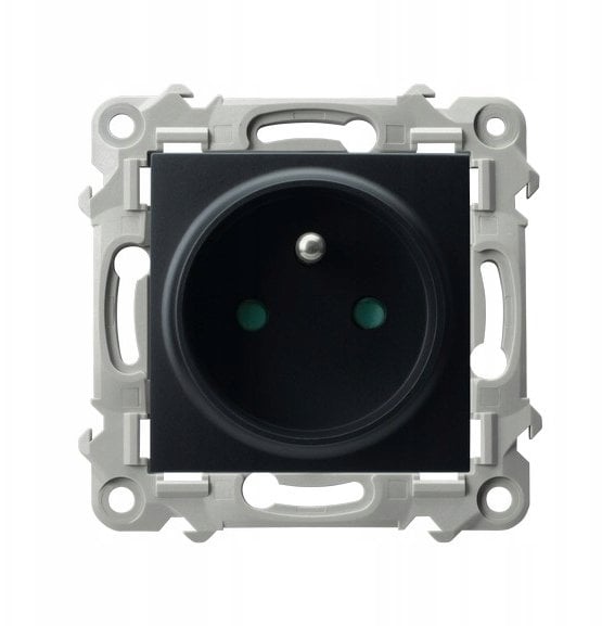 SZAFIR Gniazdo pojedyncze z uziemieniem z przesłonami torów prądowych czarny metalik GP-1ZZP/m/33